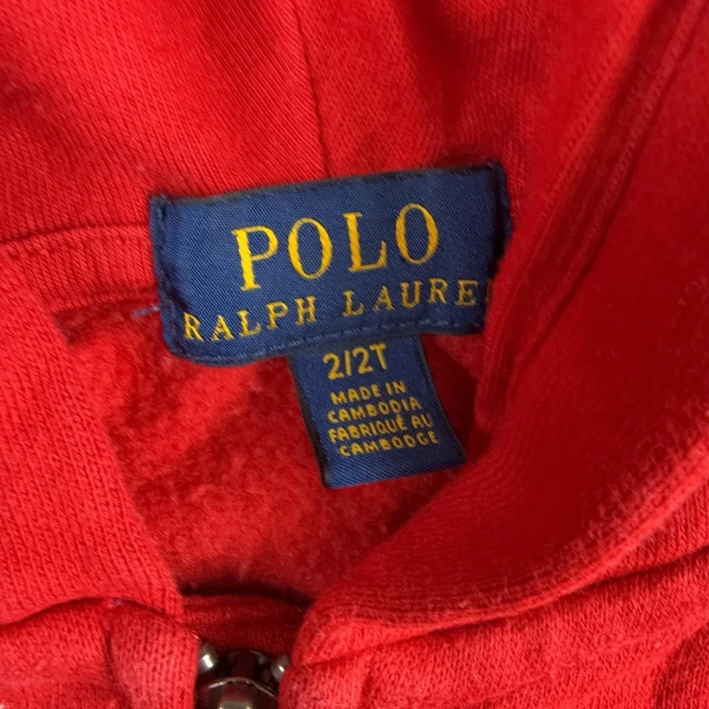 Polo Ralph Lauren Hoodie Sweatshirt Unisex Kids 2T Red Fleece Full Zip Pony Logo